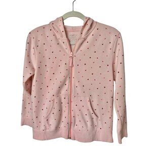 Cat & Jack Zip-Up Pink Hearts Hoodie- Size XL/14